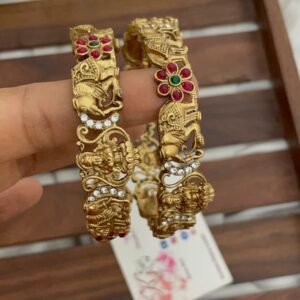 Antique Lakshmi with elephant bangles set of 2