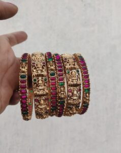 Temple Lakshmi kemp bangles set of 6