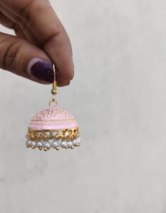 Meenakari jhumki pink light baby