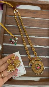 Meenakari enamel Lakshmi chain set