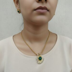 Cz green Golden necklace set