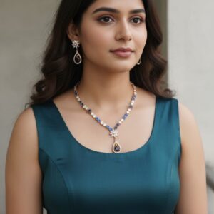 Blue American golden diamond necklace