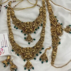 Antique heavy semi bridal with green beads