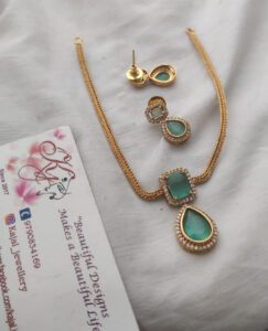Cz turquoise necklace set