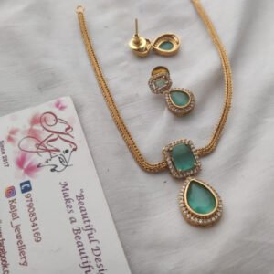 Cz turquoise necklace set