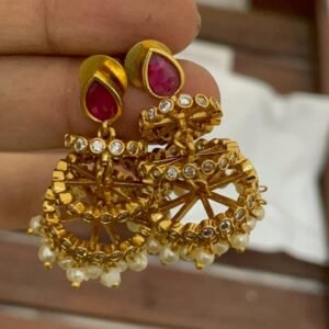 Pink spiral jhumki