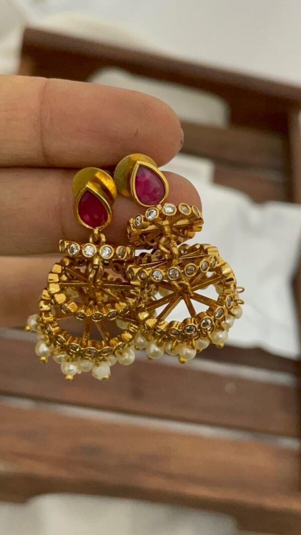 Pink spiral jhumki