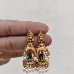 30430b19-07a3-4eb5-9577-479cb6511fdc Green Golden jhumki