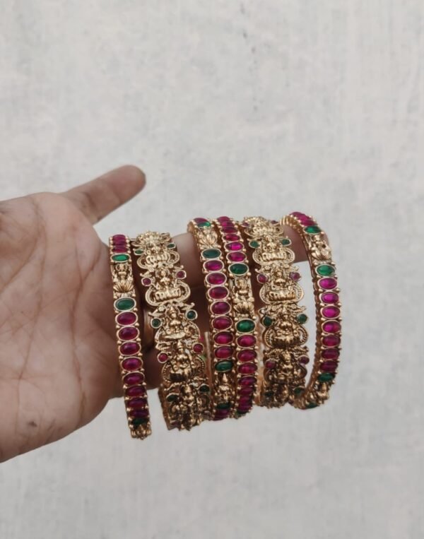 Temple Lakshmi kemp bangles set of 6