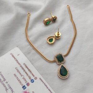 Cz green necklace set