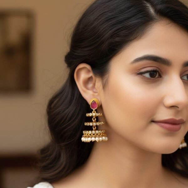 Pink spiral jhumki
