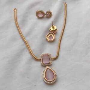 Cz baby pink necklace set