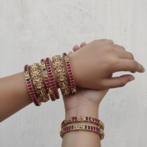 Temple Lakshmi kemp bangles set of 6