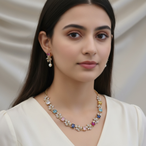 Cz Golden navratan Set