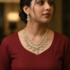 Double layer necklace set  premium white