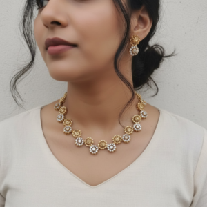 American diamond white necklace set