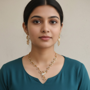 Peacock necklace set golden