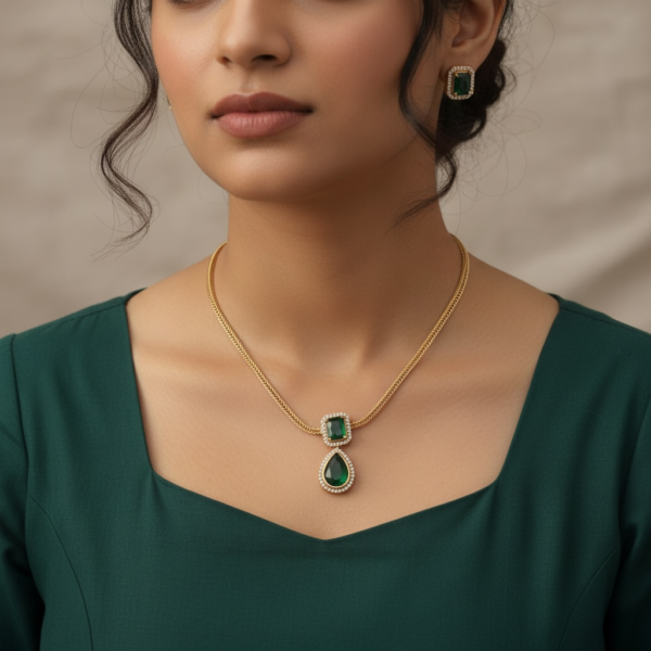 Green stone set cz