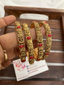 Lakshmi matte bangles 2.6 red coral set