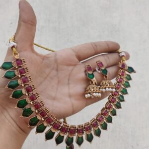 Palakka necklace set with jhumki