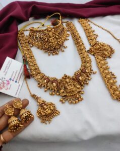 Heavy antique Lakshmi  temple semi bridal set