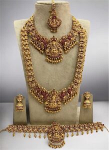 Heavy Lakshmi temple semi bridal set
