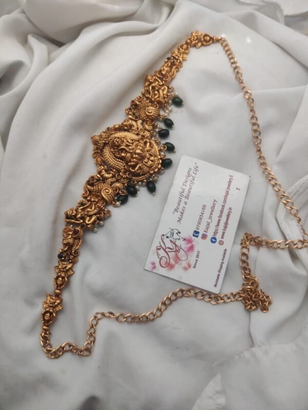 Lakshmi hip chain green beads