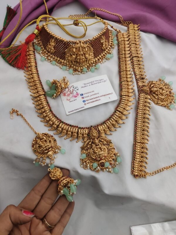 99a0088f-92c0-4417-a0b7-04d859adcdce Antique Lakshmi semi bridal set with turquoise beads