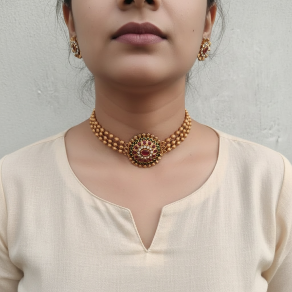 Golden choker set with stud