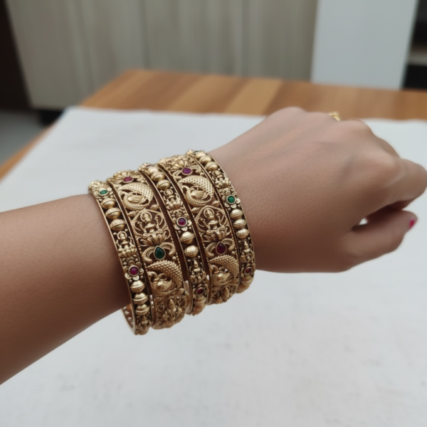 Temple Lakshmi  bangles golden set of 6
