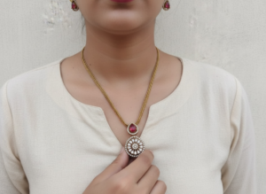 Red cz necklace set
