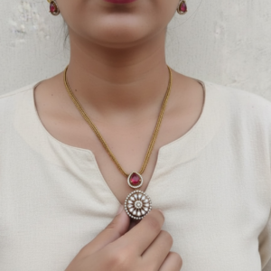 Red cz necklace set