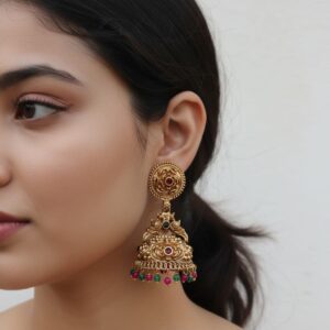 Round beads jhumki