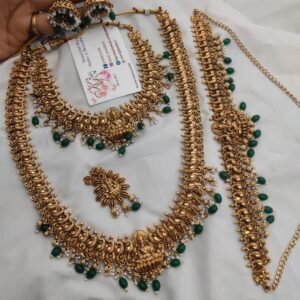 Antique Lakshmi semi bridal with green beads
