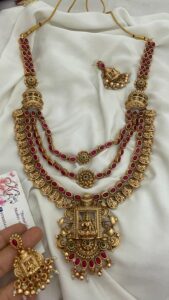 Premium three layer kemp harram multi with golden beads