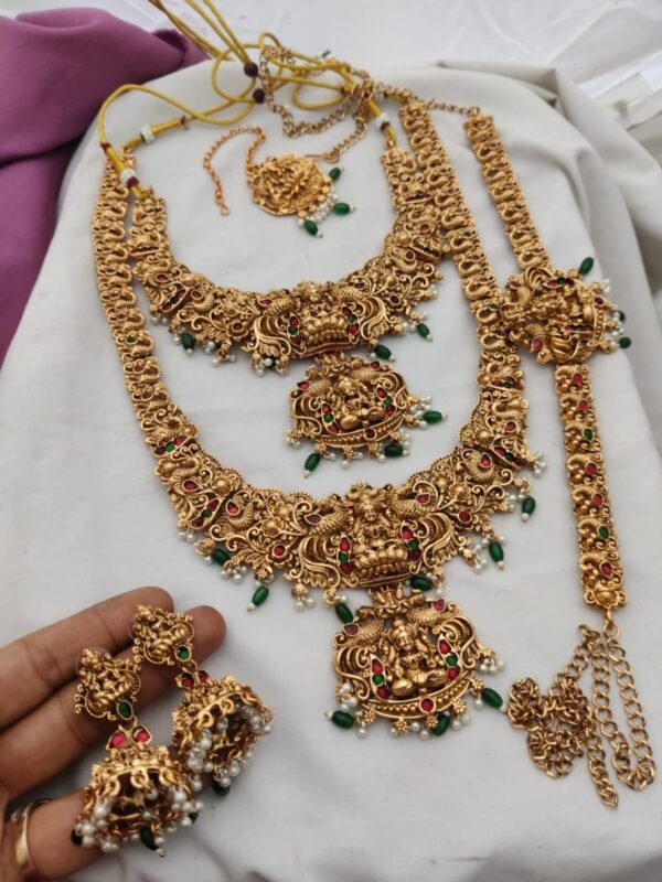 Lakshmi semi bridal set with green beads
