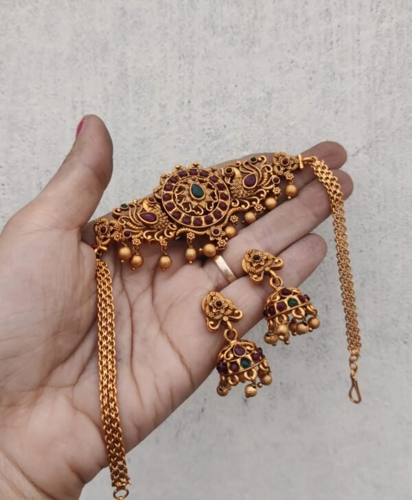 Lakshmi attigai kemp choker set