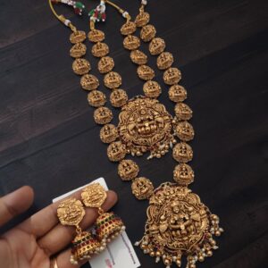 Temple golden Lakshmi semi bridal set