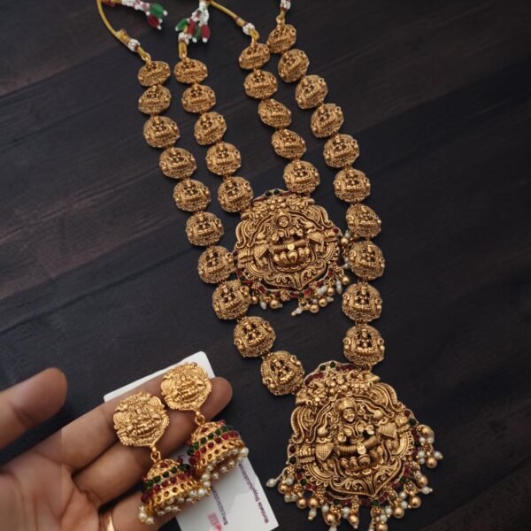 Temple golden Lakshmi semi bridal set