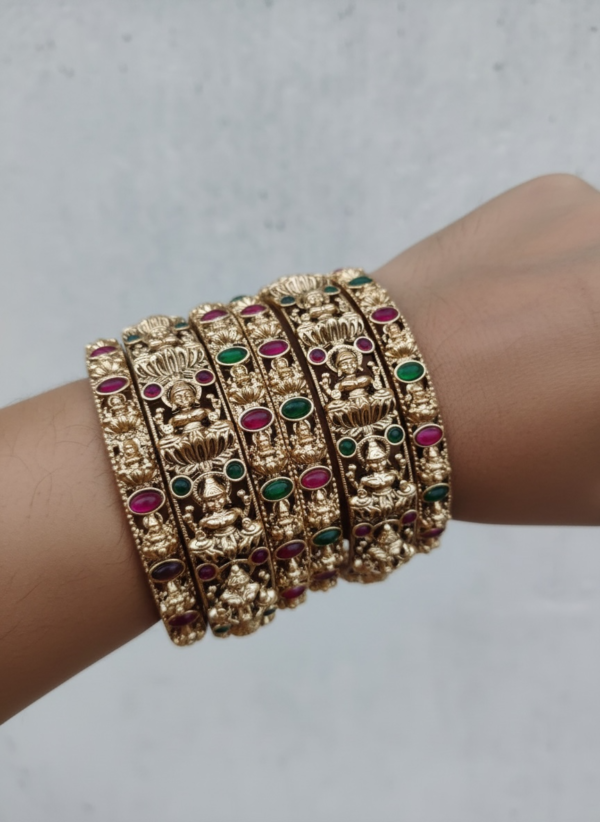 Multi Temple Lakshmi  bangles set of 6
