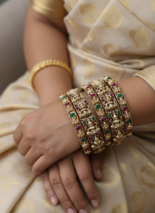 Multi Temple Lakshmi  bangles set of 6