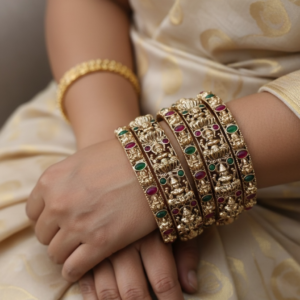 Multi Temple Lakshmi  bangles set of 6