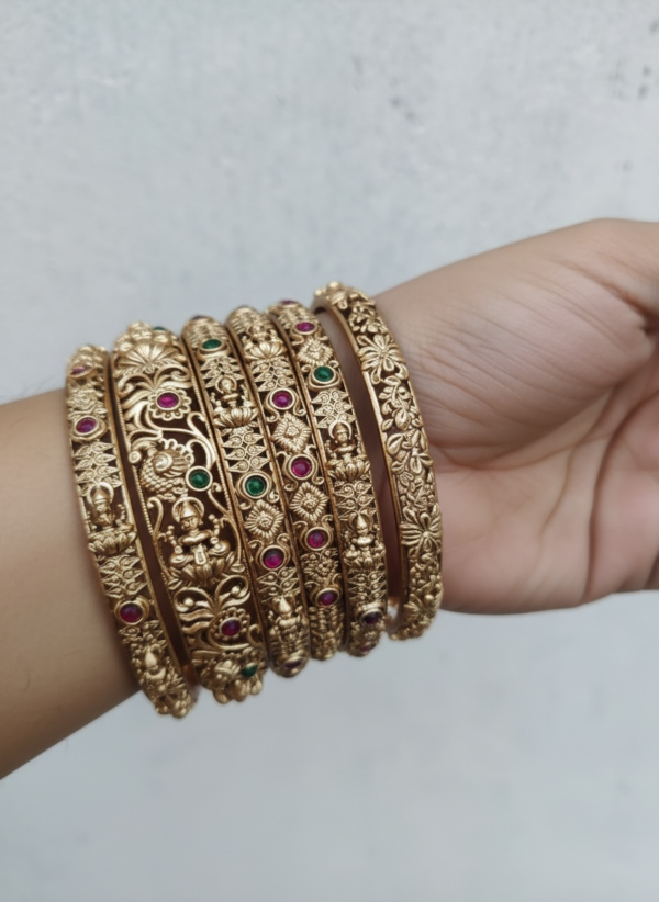 Temple Lakshmi  bangles golden set of 6