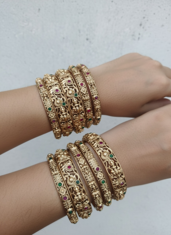 Temple Lakshmi  bangles golden set of 6