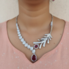 American diamond white stone jewellery red