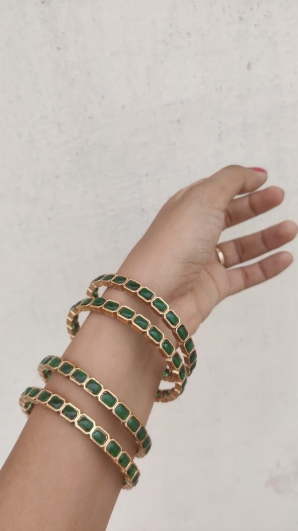 Green kemp bangles set of 4