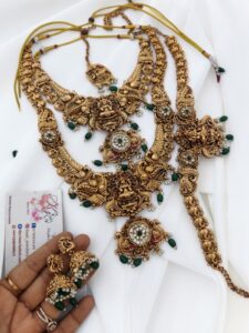 Temple semi bridal set green beads