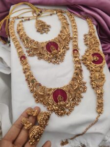 Semi temple bridal set heavy pink beads