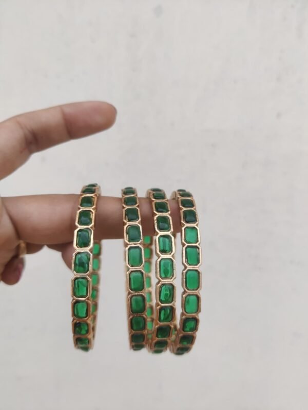 Green kemp bangles set of 4