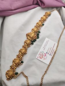 Hip temple green beads belt